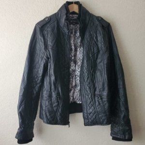 Guess Faux Leather Jacket Black L
